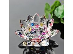 (image for) 1X Stunning Colourful Crystal Lotus Flower Candle Holder Decor