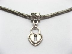50 Silver Charms Fit European Beads with Heart ac-sp450