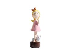 (image for) 1Pc Charming Standing Girl w/Cat Sculpture Figurine Ornament
