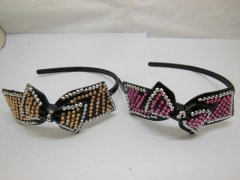 (image for) 1x10Pcs Rhinestone Beaded Bowknot Hairband Mixed