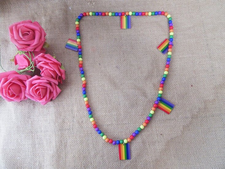 3Pcs Rainbow Design Beaded Necklace for Kids - Click Image to Close