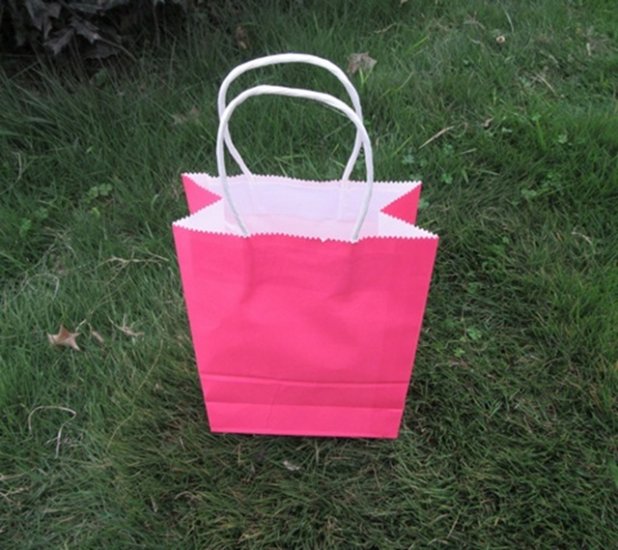 48 Kraft Paper Gift Carry Shopping Bag 27x21x11cm Dark Pink - Click Image to Close