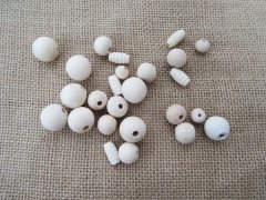 (image for) 250G Natrual Wooden Round Oval Beads DIY Jewellery Crafts Assort