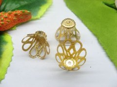 (image for) 100pcs Golden Plated Basket Filigree Bead Caps Leaves 7-15mm