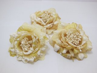 1Beige Peony Flower Elastic Scrunchies & Brooch 1cm