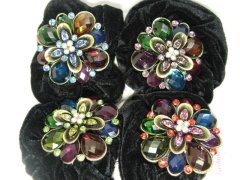 (image for) 1Pc Chic Designer Hair Clips,Rhinestone Floral Clip