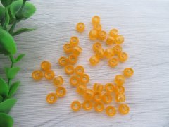 (image for) 1200 Transparent Clear Orange Barrel Pony Beads 6x8mm