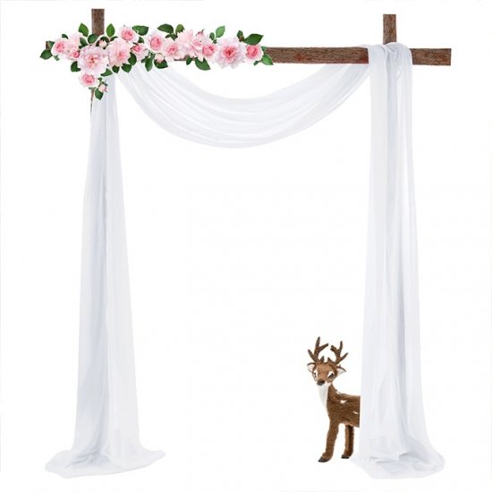 1Pc White Wedding Arch Chiffon Backdrop Curtain Drapes - Click Image to Close