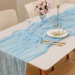 (image for) 1Pc Blue Rustic Sheer Table Runner Chair Sashes Wedding Favor