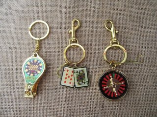 5Pcs HQ Golden Casino Keyring Key Chain Retail Package