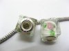 50 White Silver Flower Cube Glass European Beads 50 White Silver Flower Cube Glass European Beads