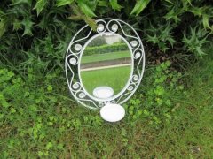 (image for) 1X Hanging Classic White Oval Clearer Makeup Mirror 32x26.5cm
