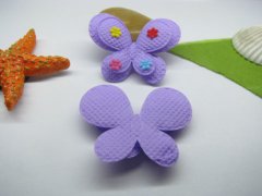 (image for) 200 Cute Purple Non-woven Fabrics Padded Butterfly Embellishment