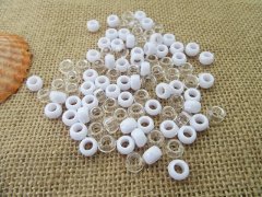 (image for) 24Sheet x 480Pcs White Barrel Pony Beads Dreadlock Bead
