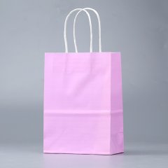 48 Bulk Kraft Paper Gift Carry Shopping Bag 27x21x11cm Pink