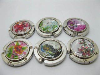 6Pcs European Style Folding Hand Bag Holder Hook Hanger - Flower