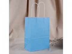 48 Bulk Kraft Paper Gift Carry Shopping Bag 21x15x8cm Blue