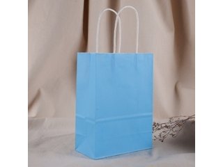 48 Bulk Kraft Paper Gift Carry Shopping Bag 21x15x8cm Blue