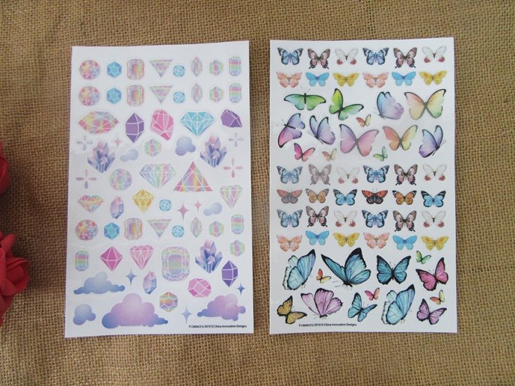 6Packs x 2Sets Butterfly Diamond Decorative Stickers Scrapbook - Click Image to Close