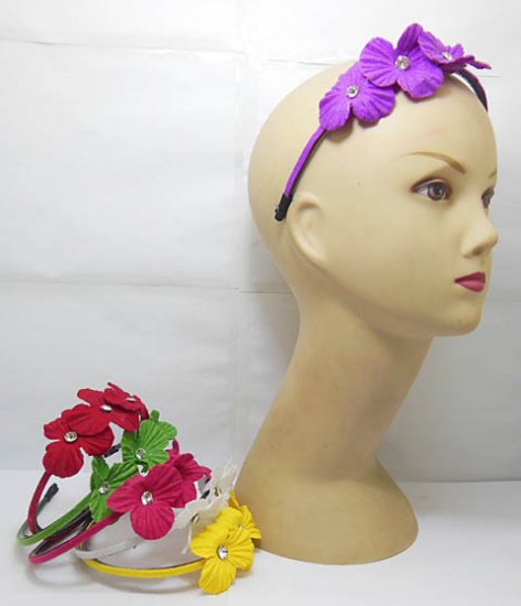 3x12Pcs New Hair Band with Attached Flower Mixed - Click Image to Close