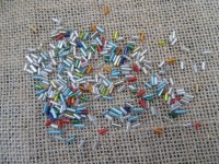 250Grams Luster Bugles Glass Tube Beads Mixed Colour Retail Pack 250Grams Luster Bugles Glass Tube Beads Mixed Colour Retail Pack