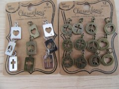 12Packets Peace Cross Heart Charms Pendants Assorted Retail Pack