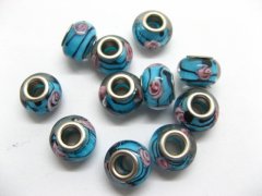 100 Skyblue Murano Flower Round Glass European Beads be-g320 100 Skyblue Murano Flower Round Glass European Beads be-g320