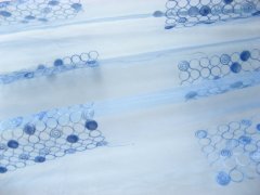 1X New Blue Organza Embroidered Floral Curtain