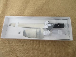 1X Wedding Cake Knife & Serving Set - Bride&Groom Gift Boxed