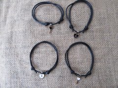 12Packs Fashion Leather Drawstring Lock & Key Pendant Bracelets 12Packs Fashion Leather Drawstring Lock & Key Pendant Bracelets