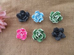 (image for) 50Pcs New Fimo Beads Rose Flower Jewellery Finding Various Color