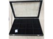 (image for) 1X Black Velvet Bracelets Cases with Glass Cover 12 Compartment