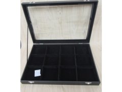 (image for) 1X Black Velvet Bracelets Cases with Glass Cover 12 Compartment
