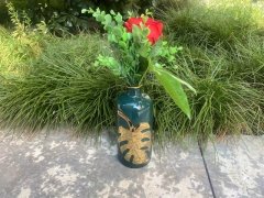 (image for) 1Pc Nature-Inspired Ceramic Flower Vase w/Leaf Design
