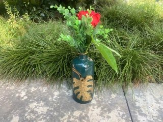 1Pc Nature-Inspired Ceramic Flower Vase w/Leaf Design (image for) 1Pc Nature-Inspired Ceramic Flower Vase w/Leaf Design
