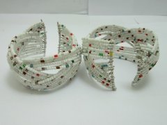 (image for) 12Pcs Open Ended Bangle Multi Loop Seed Beads Bracelet - White