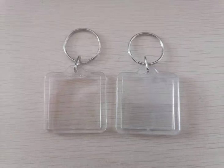 40Pcs Clear Acrylic Blank Insert Photo-Frame Key Rings 4.3x4cm - Click Image to Close