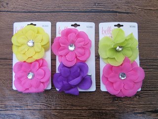 3Sheet x 2Pcs Hair Clips with Flowers 6.5cm dia