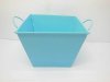 10X Square Tin Bucket with Handles for Wedding Favor - Sky Blue