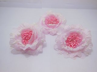 1Piece Pink Peony Flower Elastic Scrunchies & Brooch Hair Elasti