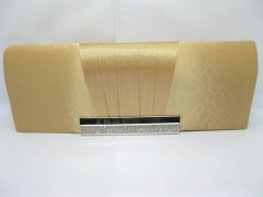 1Pc Golden Satin Evening Handbag Wedding Clutch Bag w/Rhinestone