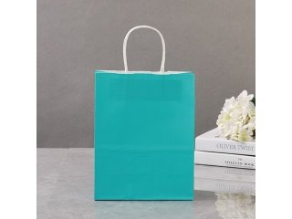 48 Bulk Kraft Paper Gift Carry Shopping Bag 22x16x8cm Blue