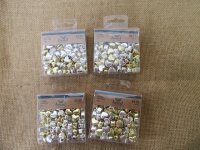 4Packs x 154Pcs Silver Golden Heart Shape Plastic Pony Beads