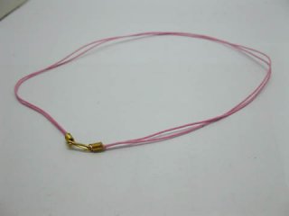 95 Pink 2-String Waxen Strings For Necklace Golden Clasp