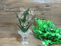 1X Crystal Green Money Tree Pink Flower Figurines Home Wedding