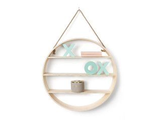 1Pc Plywood Round Wall Shelf Indoor Hanging Display Home Storage