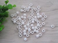 1100Pcs New White Barrel Pony Beads 6x8mm