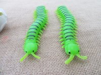 12Pcs Green Worm Caterpillar Soft Plastic Toy 15cm Long
