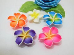 40 Fimo Beads Frangipani Jewellery Finding 3.0cm Mixed