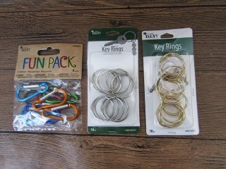 12Sheets Split Key Rings Carabiner Keychains Assorted